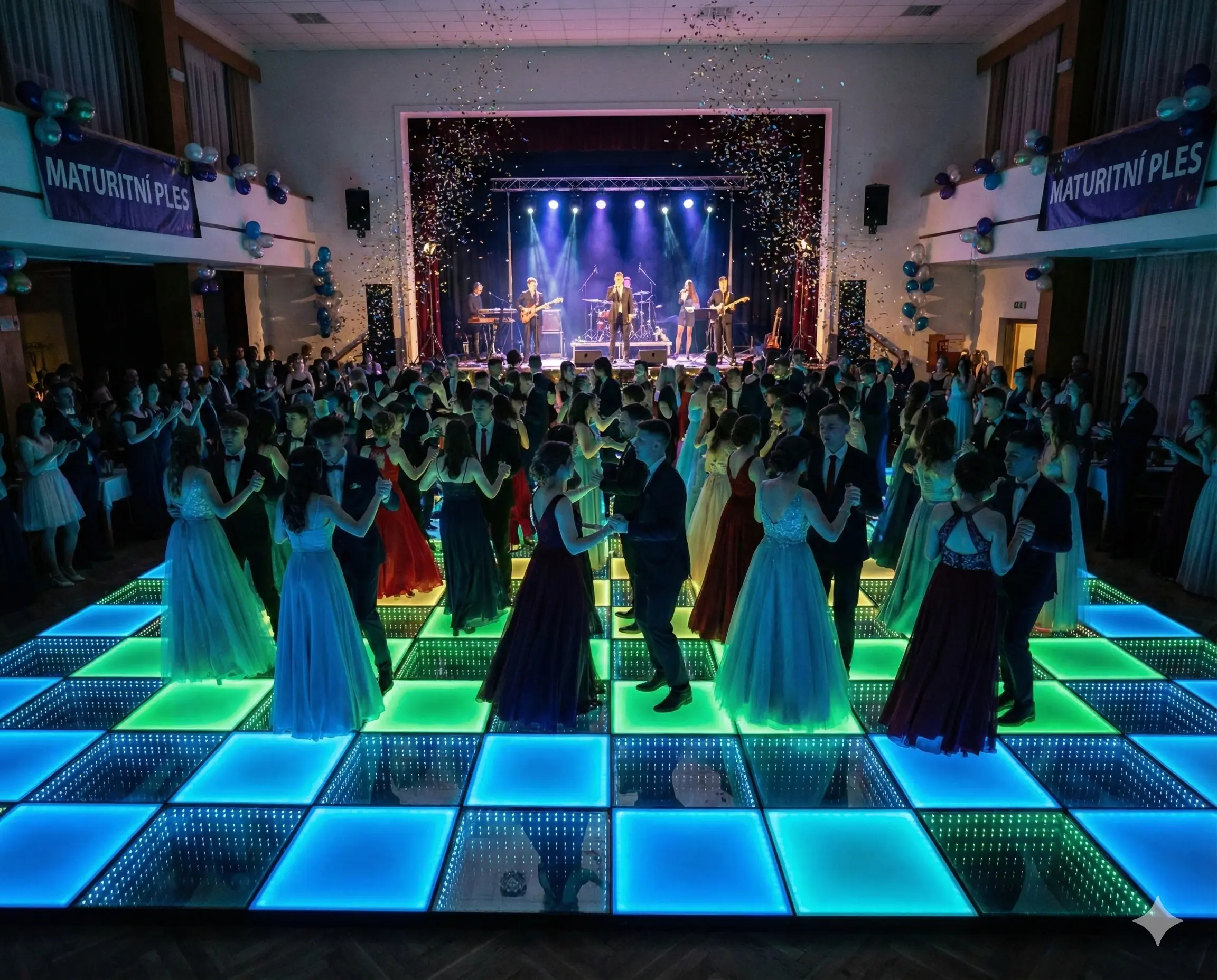 LED 3D parket na maturitním plese